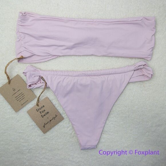 New! Set! Stone Fox Swim lele knotted bandeau top bijou bottoms, size L. - Picture 7 of 11